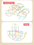 Soft Straw & Pipe Connector Building Blocks Toy - 200 Pcs Interlocking Construction Set, Educational Puzzle Toy for Kindergarten
