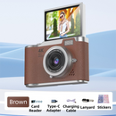 Brown 4K Compact Digital CCD Camera for Vlogging & Students - Portable Point and Shoot with 2.4-inch Rotating Screen, 8X Optical Zoom, and Anti-Shake