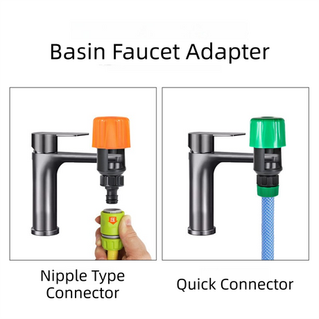 2-Pack Green Universal Quick Connector for Taps Up To 3.3CM WIth Leak-Proof Design - Kitchen & Bathroom Mixer Tap to Garden Hose Adapter
