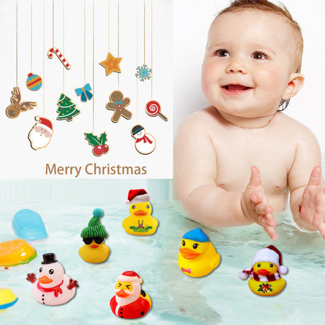 Creative Christmas Rubber Duck Advent Calendar - 24 Unique Festive Mini Duck Bath Toys (Blind Box)