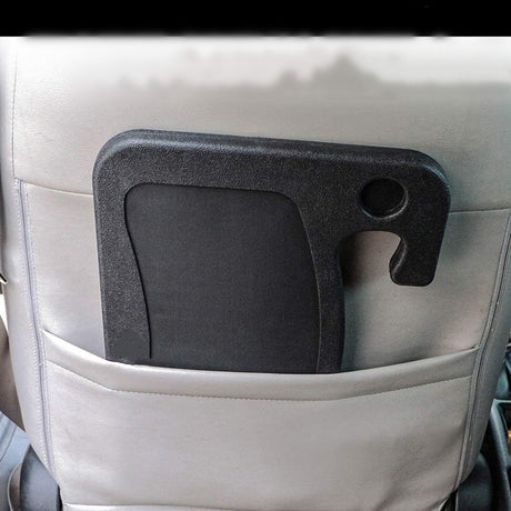 Black Multi-Functional Car Steering Wheel Tray - Portable Auto Desk for Eating, Laptop, and Drink Holder (42x28CM)