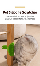 3-Pack Blue Multi-Functional Adjustable Silicone TPR Pet Grooming Massage Brush - for De-Shedding, and Furniture Scratching
