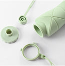 Green Portable Food Grade Silicone Collapsible Sports Water Bottle 600ML - Folding down 80% , Low High Temperature Resistant