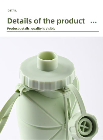 Blue Portable Food Grade Silicone Collapsible Sports Water Bottle 600ML - Folding down 80% , Low High Temperature Resistant