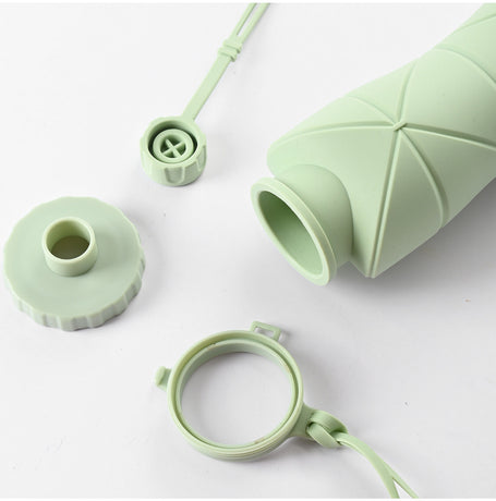Grey Portable Food Grade Silicone Collapsible Sports Water Bottle 600ML - Folding down 80% , Low High Temperature Resistant