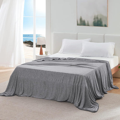 Blue Cooling Throw Blanket 100x150CM - Ultra Lightweight Breathable All-Season Quilt, Hand / Machine Washable