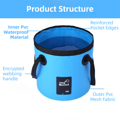 20L Orange Outdoor PVC Folding Water Bucket - Portable Fishing Barrel, Camping Water Storage, Car Washing Bag