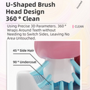 K18 Blue Raccoon 360° U-Shaped Electric Toothbrush Set for Children 7-14 Years Old - Silicone Soft Bristle Oral Cleaner with 6 Modes & 3 Medium Brush Heads
