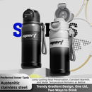 2-Pack Gradient Black 670ml Large Capacity Sports Insulated Tumbler - 316 Stainless Steel Straw Water Bottle, Dual-Use Lid for Travel & Outdoors