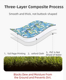 Green Leaf Pattern Foldable Waterproof & Moisture-Proof Picnic Blanket 150x100CM - 600D Three-Layer Composite Oxford Extra Large Mat for Beach & Camping