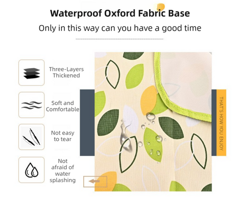 Green Leaf Pattern Foldable Waterproof & Moisture-Proof Picnic Blanket 150x100CM - 600D Three-Layer Composite Oxford Extra Large Mat for Beach & Camping