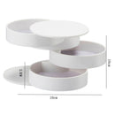 White 4-Layer Rotating Jewelry Storage Box - Dust-Proof Velvet Lined Organizer for Rings, Coins, and Hair Accessories (10x10CM)