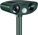 Classic Solar Powered Animal Repeller - PIR Sensor, Ultrasonic & Flashing Light Deterrent for Cats, Dogs, and Birds