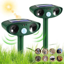 Classic Solar Powered Animal Repeller - PIR Sensor, Ultrasonic & Flashing Light Deterrent for Cats, Dogs, and Birds