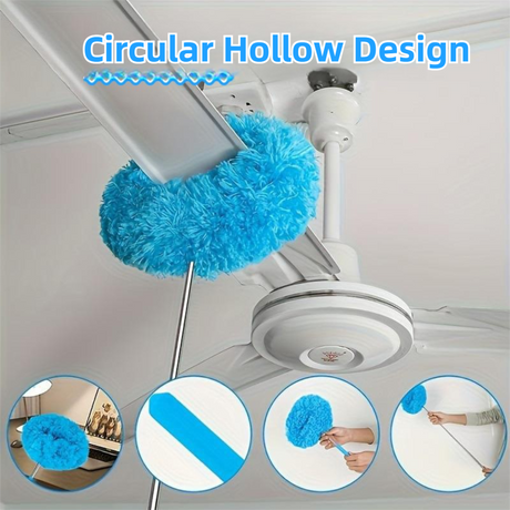 2-Pack Purple Telescopic Electrostatic Duster with 360° Hollow Ring Design - Fan Blade Cleaner, High Reach Dust Removal, Multi-Purpose