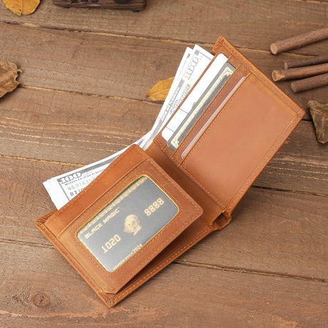 Style 1 To My Son Embossed Genuine Cowhide Leather Men's Wallet (Gift Giver: Love Mom) - Anti-Theft RFID Blocking - Personalized Dad & Mom Gift