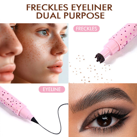 2-Pack #01 Light 2-in-1 Double-Headed Freckle Pen & Eyeliner - Natural & Long-Lasting, Easy Coloring for Sun-Kissed Look