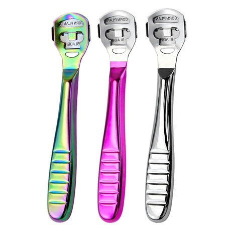 2-Pack Stainless Steel Foot Planer and Callus Remover - Professional Pedicure Tool for Dead Skin and Hard Calluses (Color Titanium)