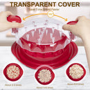 Red Chicken Shredder Machine with Transparent Lid & Brush - Manual Meat Chopper and Pulverizer for Cooked Chicken and Pet Food