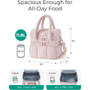 Camel Double-Layer Insulated Quilted Puffer Lunch Bag(10 x 7 x 10 inch) - Large Capacity Picnic Cooler Tote, Long-Lasting Hot/Cold Retention