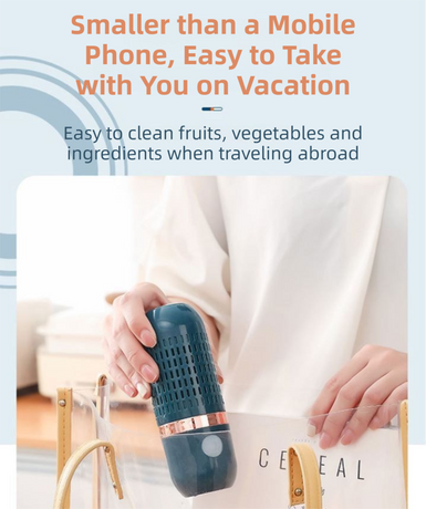 Blue Wireless Capsule Fruit and Vegetable Purifier(16x5.4CM) - Portable Food Disinfection & Sterilization Cleaner, 99.9% Bacteria Removal