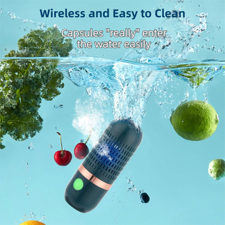 Yellow Wireless Capsule Fruit and Vegetable Purifier(16x5.4CM) - Portable Food Disinfection & Sterilization Cleaner, 99.9% Bacteria Removal