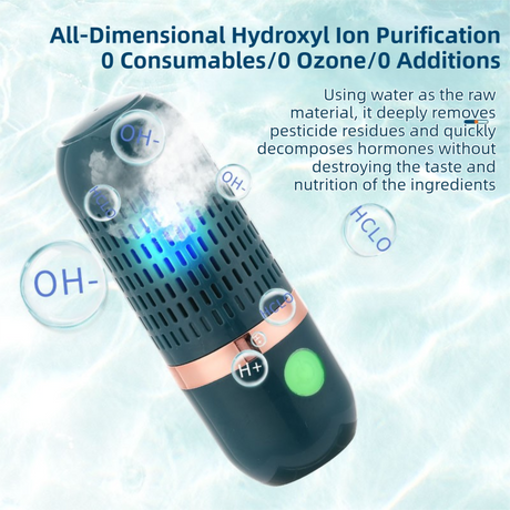 Yellow Wireless Capsule Fruit and Vegetable Purifier(16x5.4CM) - Portable Food Disinfection & Sterilization Cleaner, 99.9% Bacteria Removal