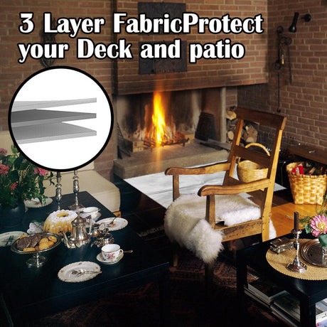 150x100 CM Outdoor Fire Pit Mat and Grill Pad - Up to 500°C Resistant Square Deck Protector for Barbecues, Fire Pits & Smokers
