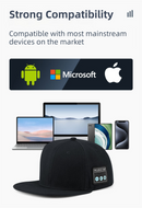 Black Bluetooth 5.4 Music Adjustable Sun Hat - Wireless Audio Speaker Cotton Cap for Sports, Golf, and Outdoor Activities