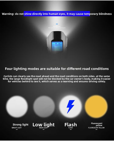 Blue Professional 3-in-1 Waterproof Bicycle Headlight with Integrated Speedometer & Horn - High-Lumen Night Riding Safety Lamp, USB Rechargeable Bike Computer