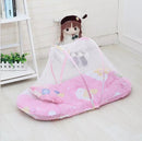 Pink Portable 3-in-1 Mosquito Net Set with Soft Sleep Pad & Pillow - Foldable Pop-Up Travel Bassinet for Infants, Breathable Shield for Indoor & Outdoor Use