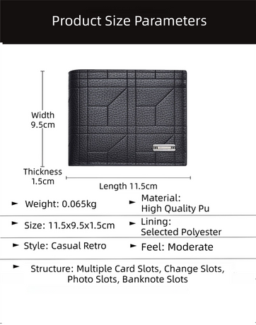 Light Brown Men's Ultra-Thin PU Leather Wallet - Compact & Stylish Bi-fold Purse with Multiple Card Slots