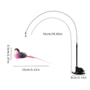 Interactive Self-Play Cat Wand with Suction Base - Automatic Bouncing Teaser Including Bell & 3 Bird Attachments(Pink)