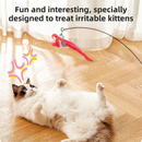 Interactive Self-Play Cat Wand with Suction Base - Automatic Bouncing Teaser Including Bell & 3 Bird Attachments(Red)