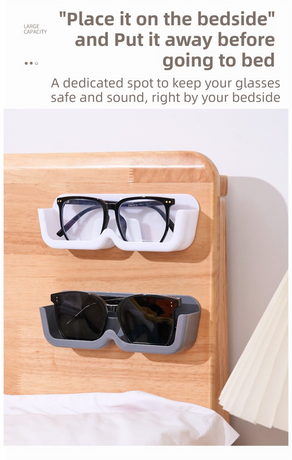 3-Pack Wall-Mounted Glasses Organizer - PET Bedside Bathroom Eyewear Storage Shelf, Anti-Pressure & Space-Saving(Transparent)