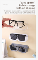3-Pack Wall-Mounted Glasses Organizer - PET Bedside Bathroom Eyewear Storage Shelf, Anti-Pressure & Space-Saving(Transparent)