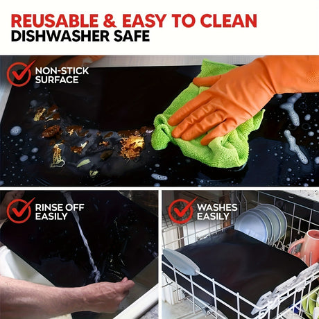 3-Pack 33x40cm Reusable Drip Guard for Ovens, Grills & Microwaves - High-Temperature Resistant Fiberglass Baking Sheet, Heavy Duty & Easy Clean