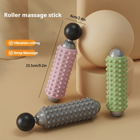 Green Portable Electric Yoga Massage Roller - Handheld Fitness Recovery Tool, Deep Tissue Muscle Relaxer & Fascia Release Stick