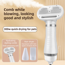 Rose Gold 6-in-1 Pet Grooming Hair Dryer with Noise-Reduction - Lightweight Handheld Blow Dryer & Mist Slicker Brush - 3-Speed Temperature Control, One-Click Deshedding & Painless Massage