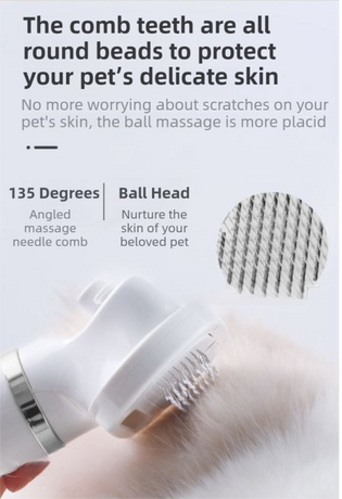 Rose Gold 6-in-1 Pet Grooming Hair Dryer with Noise-Reduction - Lightweight Handheld Blow Dryer & Mist Slicker Brush - 3-Speed Temperature Control, One-Click Deshedding & Painless Massage