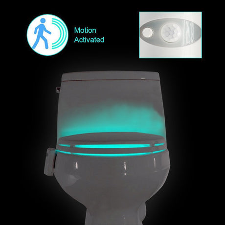 8-Color LED Toilet Night Light - Universal Fit Smart Motion Activated Bathroom Bowl Light, Multi-Color Cycle & Fixed Mode