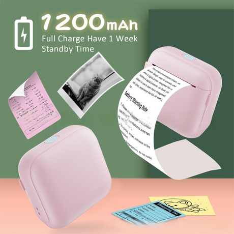 White X6 Mini Portable Bluetooth Instant Photo & Note Printer for Students - Deluxe 20-Piece Gift Set with 12 Paper Rolls, Color Pens & Storage Bag