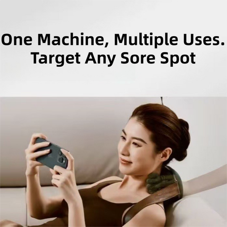 Compact 4D Bionic 10-Fingers Shoulder & Neck Massager - EMS Micro-current & Vibration Neck Reliever with 2-Level Red Light Heat