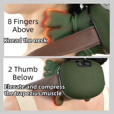 Compact 4D Bionic 10-Fingers Shoulder & Neck Massager - EMS Micro-current & Vibration Neck Reliever with 2-Level Red Light Heat