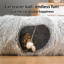 2-in-1 Dark Blue Tie-Dye Donut-Shaped Cat Tunnel Bed -  Spacious 85cm Pet Play Tunnel & Lounger, Durable Fabric for Cats & Kittens