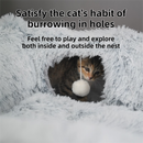 2-in-1 Dark Blue Tie-Dye Donut-Shaped Cat Tunnel Bed -  Spacious 85cm Pet Play Tunnel & Lounger, Durable Fabric for Cats & Kittens