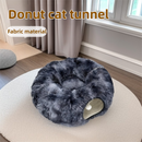 2-in-1 Dark Grey Tie-Dye Donut-Shaped Cat Tunnel Bed -  Spacious 85cm Pet Play Tunnel & Lounger, Durable Fabric for Cats & Kittens
