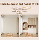 120 X 180 CM Pink Linen-Look Dust Drill-Free Pull-Curtain - Folding Doorless Closet Divider with Magnetic Closure & Hanging Rings