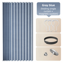 120 X 180 CM Gray Blue Linen-Look Dust Drill-Free Pull-Curtain - Folding Doorless Closet Divider with Magnetic Closure & Hanging Rings