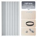 150 X 180 CM Light Gray Linen-Look Dust Drill-Free Pull-Curtain - Folding Doorless Closet Divider with Magnetic Closure & Hanging Rings